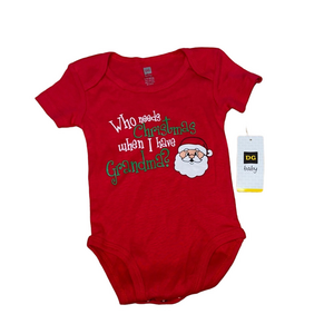 Red Who Needs Santa When I Have Grandma? Bodysuit. Holiday Christmas